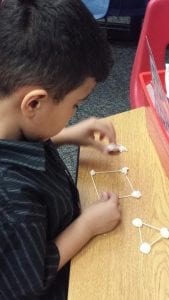We created 2D shapes with toothpicks and playdough.