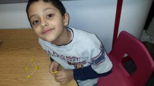 We created 2D shapes with toothpicks and playdough.