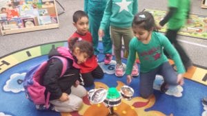 The "leprechaun" left gold around our room. He even stepped in green paint and lost his shoe and his hat in our room! I think he spent some time playing the drums too!