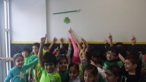 A "leprechaun" visited our classroom and left shamrock rhyming clues around the school because he hid our pointer. We went on a hunt to find it!
