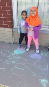 We played with sidewalk chalk outside!