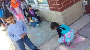 We played with sidewalk chalk outside!