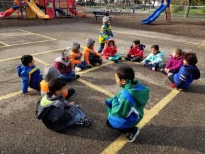 We are playing our version of Duck, Duck, Goose... Pumpkin, Pumpkin, B