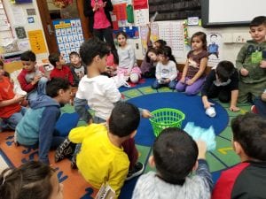 We are sorting items that can be recycled and items that should not be recycled with kindergarten and preschool!
