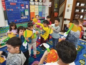 We have been learning about the sun! We made models of the Sun and Earth to show how the Earth goes around the Sun. We also sing a song about it! Ask your children to sing it to you as they rotate Earth around the Sun. 