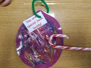 We painted with toothpicks to create a special gift for our buddies!