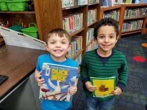 We checked out books form the library for the first time!!!
