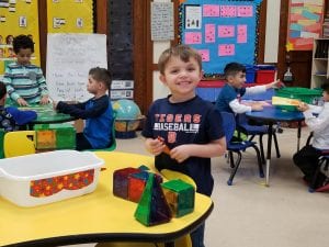 We learned the differences between 2D and 3D shapes! We used 2D shapes to create the 3D shapes of a cube, pyramid, and rectangular prism!