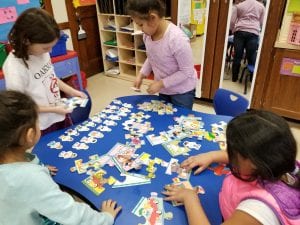 We practiced literacy centers with our book buddies!
