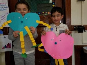 These heart people are colored to show who is in our family! The pink shows we have only sisters. The blue shows we have only brothers. The red shows we have both brothers and sisters. :)