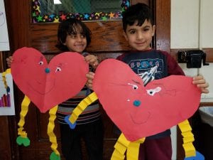 These heart people are colored to show who is in our family! The pink shows we have only sisters. The blue shows we have only brothers. The red shows we have both brothers and sisters. :)