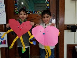 These heart people are colored to show who is in our family! The pink shows we have only sisters. The blue shows we have only brothers. The red shows we have both brothers and sisters. :)