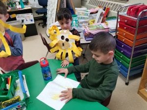 We buddied up with a kindergarten friend as they shared their writing with us!