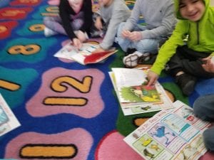 We learned Dr. Seuss uses silly characters. We are pointing the silly characters we see in the Dr Seuss books we have in our classroom.