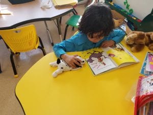 We read Dr. Seuss books to our toy buddies!