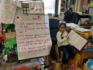 We had a friend from Mrs. Patterson's class read one of my favorite books, "Caps for Sale".