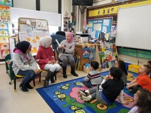 We  had friends from 5th grade read to us!