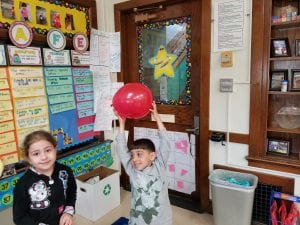 We played with balloons in the classroom for letter B day of the ABC Countdown!