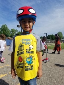 We talked about the importance of wearing a bike helmet!