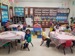 We were excited to see the tea party decorations!