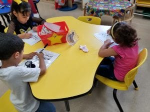 We practiced pre-writing skills by tracing our names with dry erase markers and a baby sock for erasing! :)