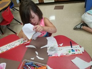 We cut and glued the characters from our story today!