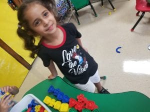 We explored math manipulatives and practiced recognizing items of the same color.
