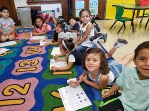 We worked in a group on the carpet!