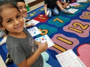 We learned about recognizing uppercase letters as we dabbed the letter we pulled while playing Alphabet Stew!