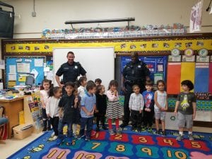 Officer Aaron and Officer Caggins came and visited us! Their visit brought many smiles to our classroom!