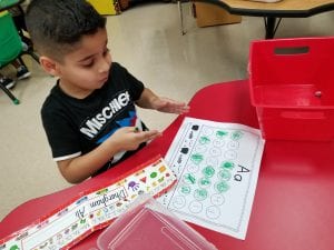 During Word Work we have been practicing writing and identifying the letter Aa!