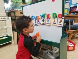 During Word Work we can also match magnetic letters with their alphabet cards!
