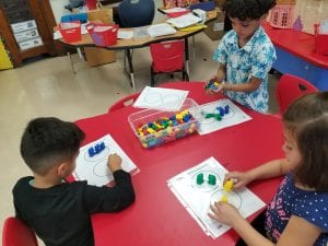 We began math center rotations using games from Eureka Math! Here we are sorting by size or color!