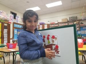 We practiced retelling a story using pictures. We listened to the story and practiced comprehension by putting the pictures of the things that got stuck on Hedgehog's spines in order!