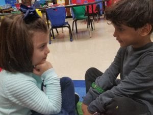 We turned to our carpet buddy and orally shared our opinion using the sentence stem, "I like the ______ apple."