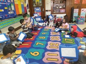 We practiced writing numbers 1, 2, and 3 with a rhyme for each one. We used our magic boards. Please practice counting and writing numbers 0-10 at home.
