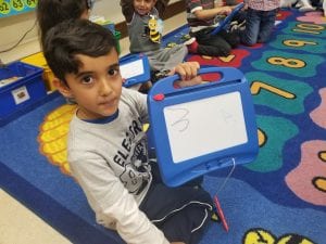 We practiced writing numbers 1, 2, and 3 with a rhyme for each one. We used our magic boards. Please practice counting and writing numbers 0-10 at home.