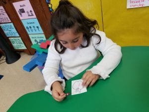 We colored an apple to match the one we like. We used these apples to make a graph to look at the results of which apple we like the best.