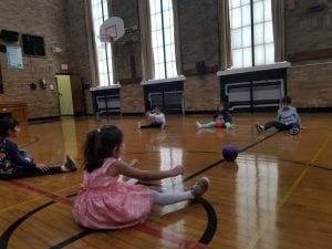 We practiced taking turns as we learned about the force of pushing on a ball.