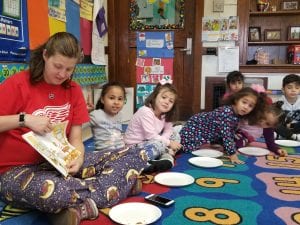 Ms. Coach read "If You Give a Pig a Pancake" by Laura Numeroff to us as our pancakes we cooling!