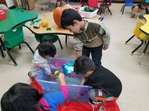 I left this open as a center during choice time! The children investigated to see what would sink or float. They even took what floated and made a raft for the dolls that would have sank otherwise!