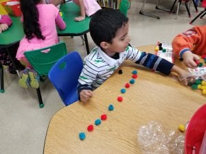 We practiced a focusing strategy from Second Step called self talk as we created a blue red blue red pattern.