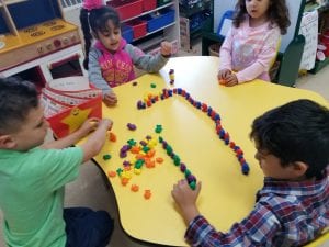 We practiced a focusing strategy from Second Step called self talk as we created a blue red blue red pattern.