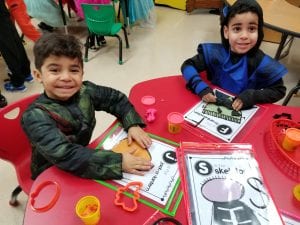 We used playdough to form the letters and make faces on the Halloween monsters!
