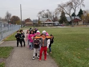 We went for a walk around the track!