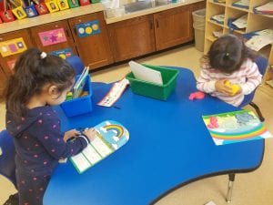 We are working on writing letters and forming them with playdough!