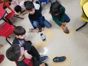 We traced our shoe to make the head of our turkey for our turkey math project tomorrow!