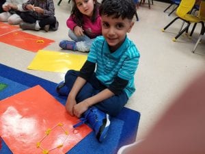 We used toothpicks and playdough to create hexagons as we learned about the differences between hexagons and circles!