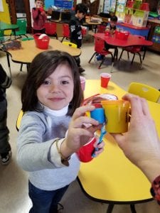 This friend found a cylinder with our playdough can.