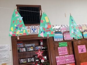 We used 2D shapes to create these beautiful Christmas trees!